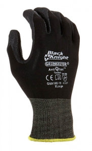 GNN192_ Black Knight Latex Gripmaster Nitrile Coated Glove - Front View, Black Knight Latex Gripmaster Glove - Gripmaster Technology Layers, Black Knight Latex Gripmaster Glove - Touchscreen Compatible