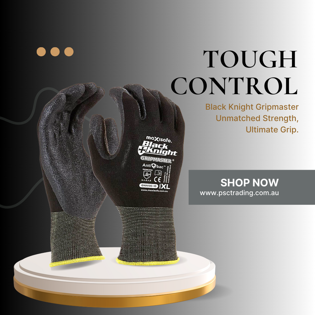 Black Knight Latex Gripmaster Nitrile Coated Gloves | Oil-Resistant, Touchscreen & Anti-Bac