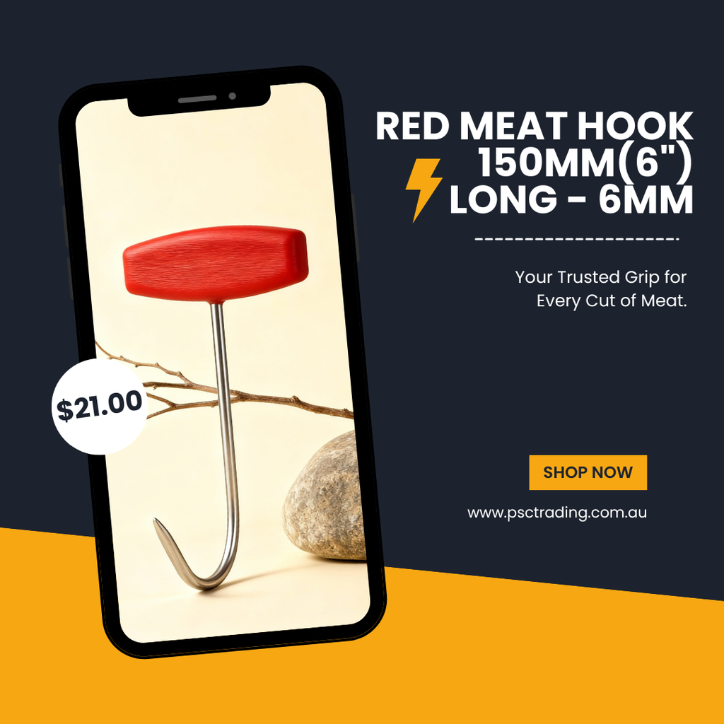 Red Meat Hook 150mm (6") Long – 6mm | Strong, Safe & Built to Last