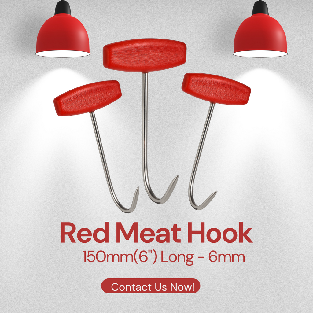 Red Meat Hook 150mm (6") Long – 6mm: The Butcher’s Essential Tool
