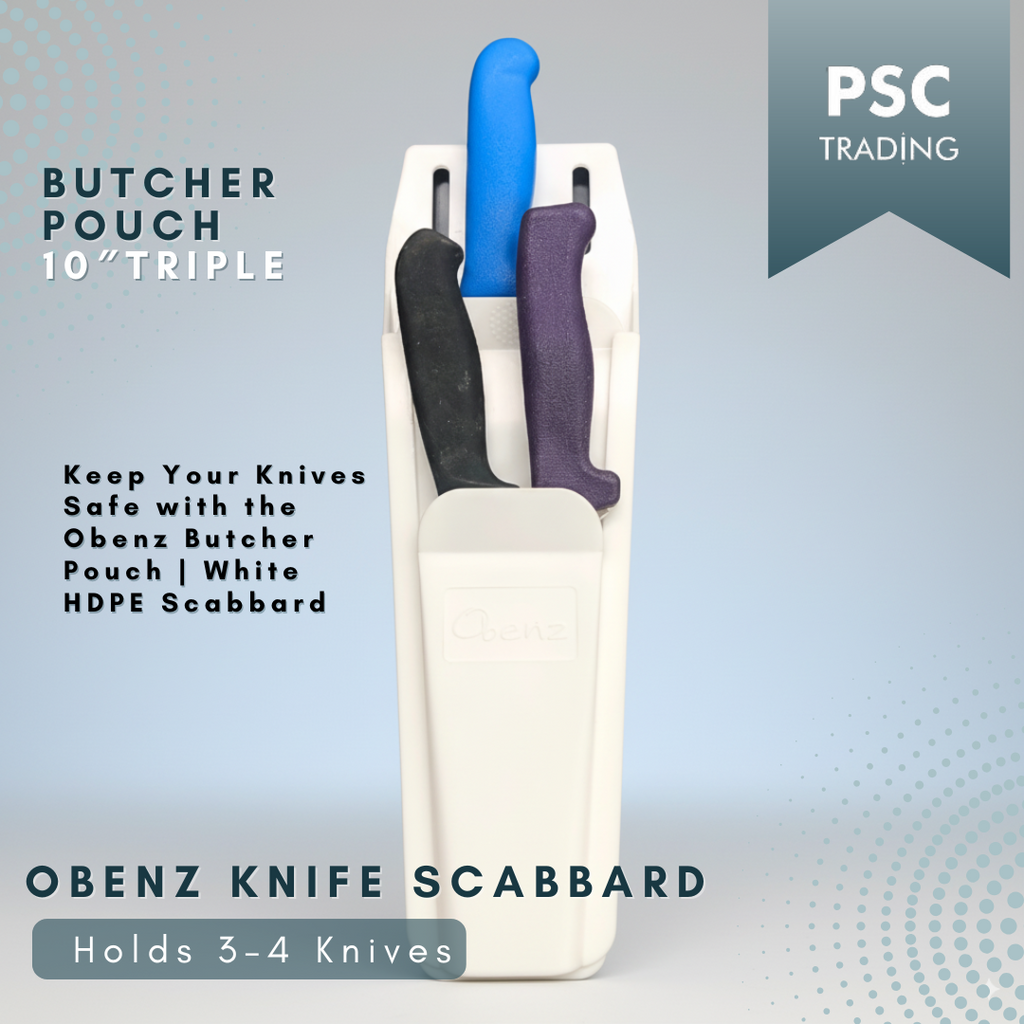 Butcher Pouch 10″ Triple | Obenz Knife Scabbard | Holds 3–4 Knives