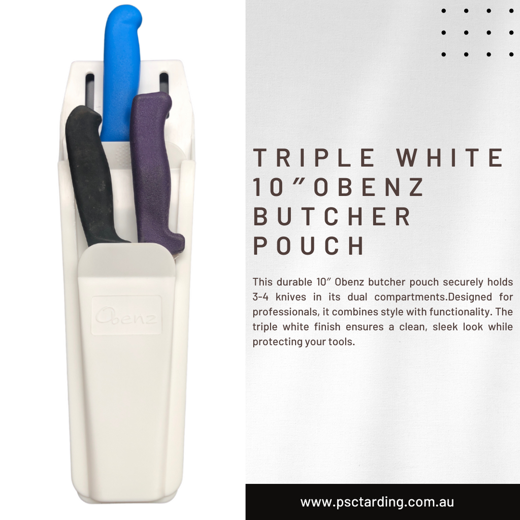 Elevate Your Culinary Tools: 10″ Triple White Obenz Knife Pouch