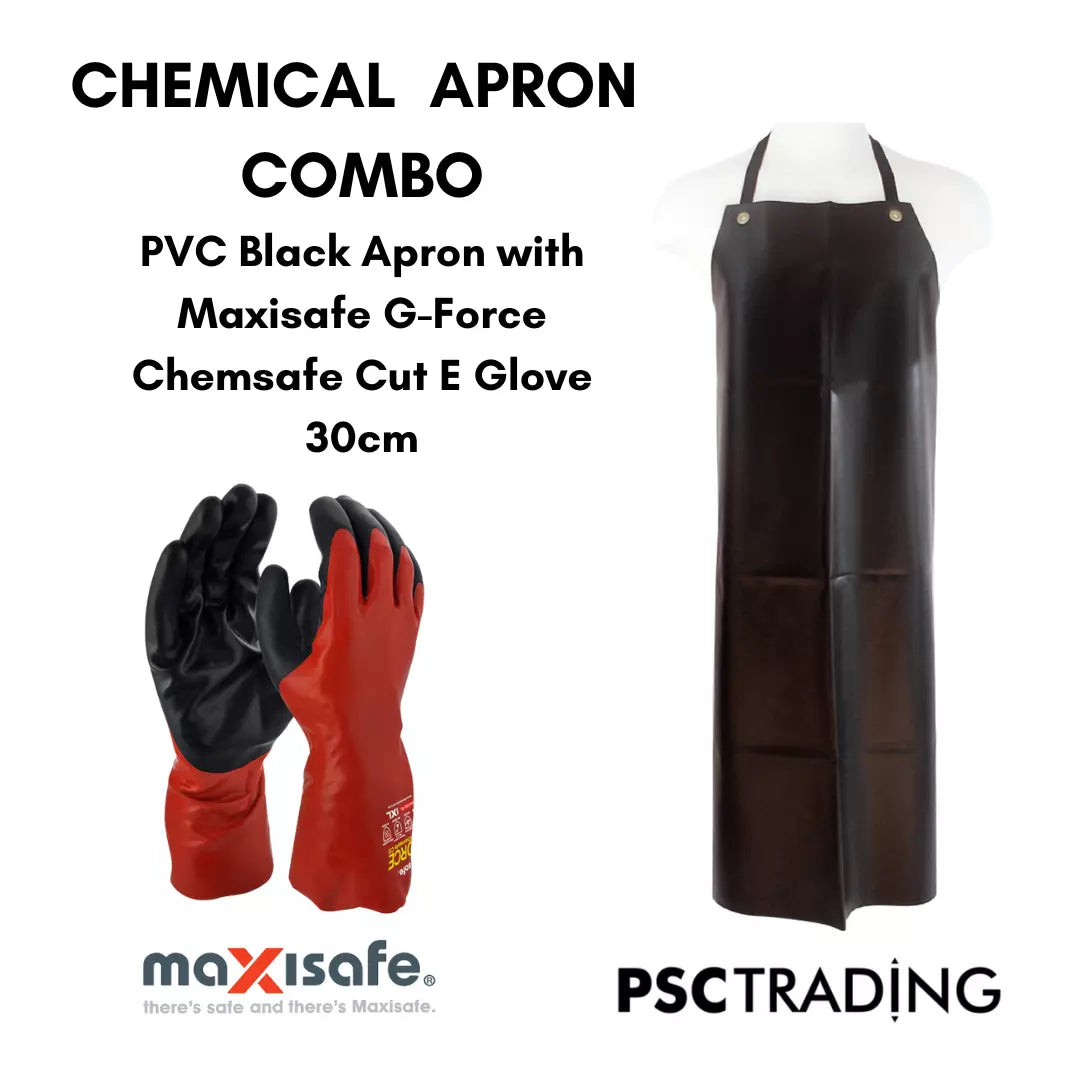 Chemical Combo: PVC Black Apron & Maxisafe G-Force Cut E Glove 30cm ...