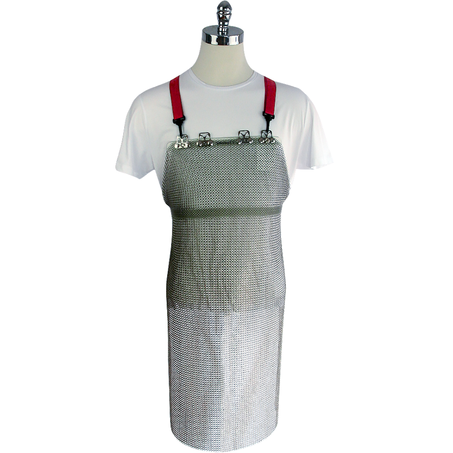 mesh apron harness, red nylon/polyester harness, harness for apron, apron with mesh design, nylon and polyester harness, adjustable harness, durable apron harness